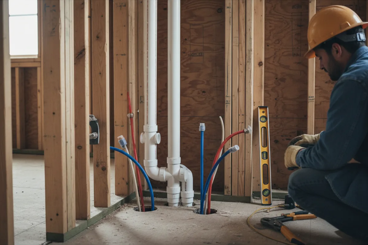 Drain and supply rough-in during Sump Pump Repair in Isle Of Palms